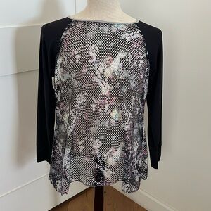Black mesh multi colored workout long sleeve